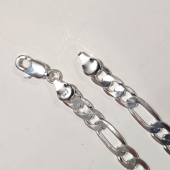 Genuine 925 Sterling Silver Bracelet Figaro Chain Link Christmas Birthday New!!!